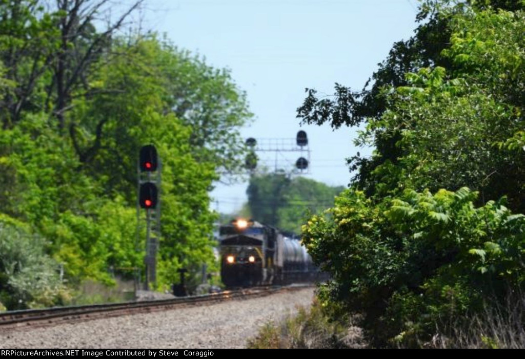 NS 65 K exiting the Royce Running Track onto the Lehigh Line